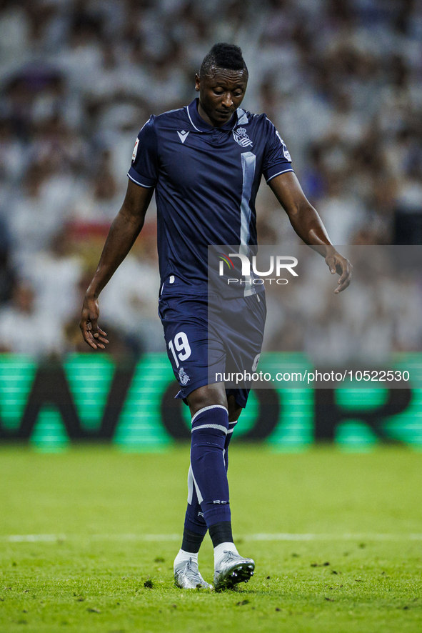 
Umar Sadiq of Real Sociedad during the LaLiga EA Sports match between Real Madrid  and Real Sociedad at the Estadio Santiago Bernabeu on Se...