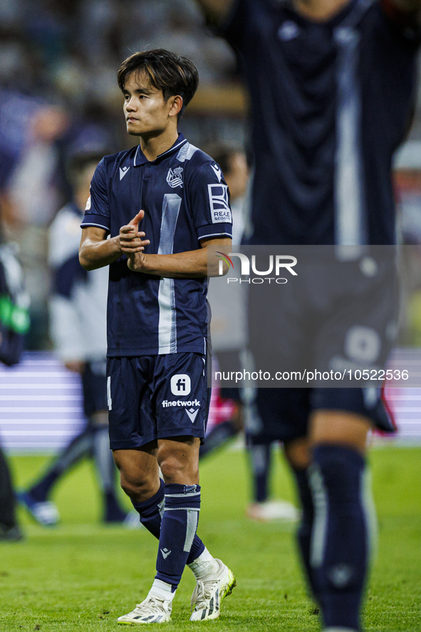 
Takefusa Kubo of Real Sociedad during the LaLiga EA Sports match between Real Madrid  and Real Sociedad at the Estadio Santiago Bernabeu on...