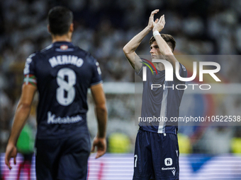 
Ander Barrenetxea of Real Sociedad during the LaLiga EA Sports match between Real Madrid  and Real Sociedad at the Estadio Santiago Bernabe...