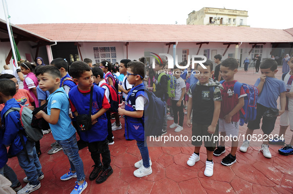 More than 11 million students, supervised by some 500,000 teachers, joined, in Algiers in Algeria on September 19, 2023, school benches acro...