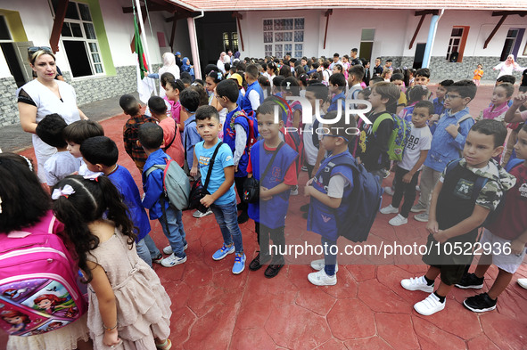 More than 11 million students, supervised by some 500,000 teachers, joined, in Algiers in Algeria on September 19, 2023, school benches acro...