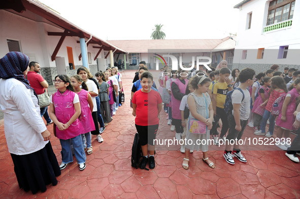 More than 11 million students, supervised by some 500,000 teachers, joined, in Algiers in Algeria on September 19, 2023, school benches acro...