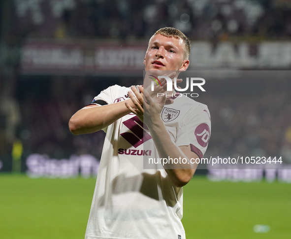 Perr Schuurs of Torino Fc during the Serie A TIM match between US Salernitana and Torino FC in Salerno, Italy, on September 18, 2023. 