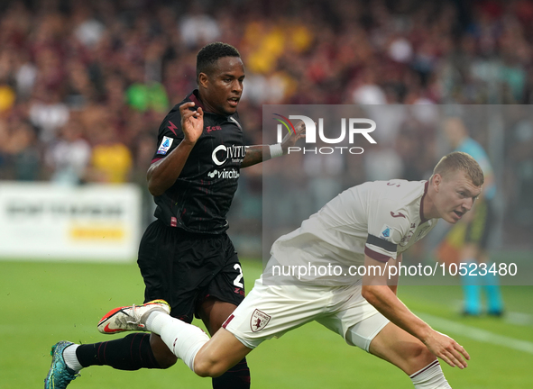 Perr Schuurs of Torino Fc during the Serie A TIM match between US Salernitana and Torino FC in Salerno, Italy, on September 18, 2023. 