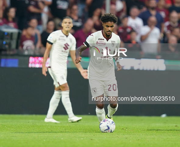 Valentino Lazaro of Torino Fc during the Serie A TIM match between US Salernitana and Torino FC in Salerno, Italy, on September 18, 2023. 