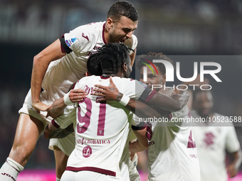 Nemanja Radonjic of Torino Fc celebrate the goal during the Serie A TIM match between US Salernitana and Torino FC in Salerno, Italy, on Sep...