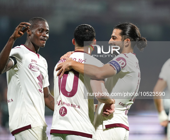 Nemanja Radonjic of Torino Fc celebrate the goal during the Serie A TIM match between US Salernitana and Torino FC in Salerno, Italy, on Sep...