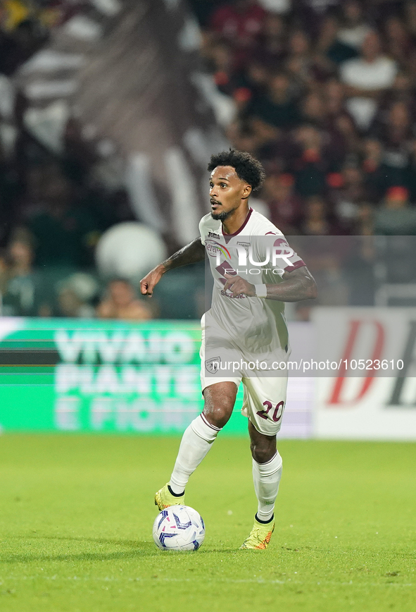 Valentino Lazaro of Torino Fc during the Serie A TIM match between US Salernitana and Torino FC in Salerno, Italy, on September 18, 2023. 