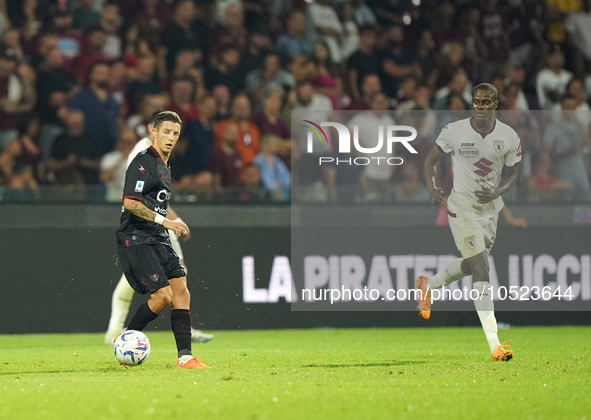 Lorenzo Pirola of Us Salernitana 1919 during the Serie A TIM match between US Salernitana and Torino FC in Salerno, Italy, on September 18,...