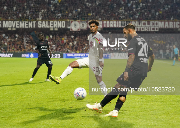 Valentino Lazaro of Torino Fc during the Serie A TIM match between US Salernitana and Torino FC in Salerno, Italy, on September 18, 2023. 