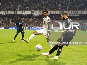 Valentino Lazaro of Torino Fc during the Serie A TIM match between US Salernitana and Torino FC in Salerno, Italy, on September 18, 2023. (