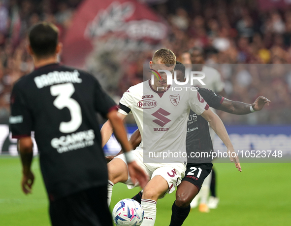 Perr Schuurs of Torino Fc during the Serie A TIM match between US Salernitana and Torino FC in Salerno, Italy, on September 18, 2023. 