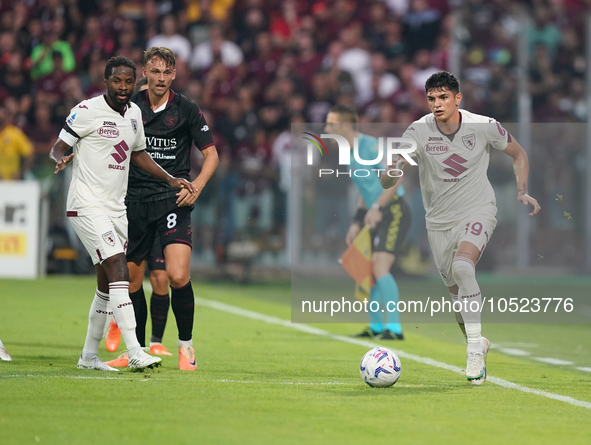 Raoul Bellanova of Torino Fc during the Serie A TIM match between US Salernitana and Torino FC in Salerno, Italy, on September 18, 2023. 