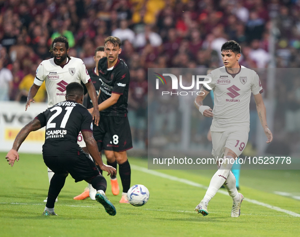 Raoul Bellanova of Torino Fc during the Serie A TIM match between US Salernitana and Torino FC in Salerno, Italy, on September 18, 2023. 