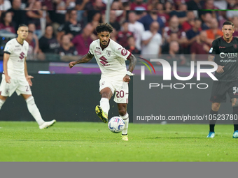 Valentino Lazaro of Torino Fc during the Serie A TIM match between US Salernitana and Torino FC in Salerno, Italy, on September 18, 2023. (