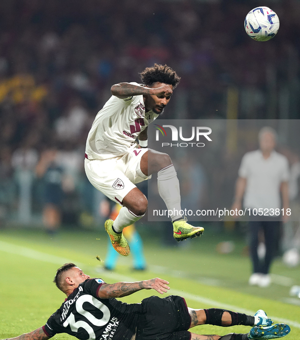 Valentino Lazaro of Torino Fc during the Serie A TIM match between US Salernitana and Torino FC in Salerno, Italy, on September 18, 2023. 