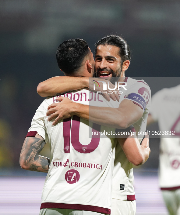 Nemanja Radonjic of Torino Fc celebrate the goal during the Serie A TIM match between US Salernitana and Torino FC in Salerno, Italy, on Sep...