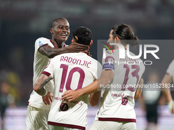 Nemanja Radonjic of Torino Fc celebrate the goal during the Serie A TIM match between US Salernitana and Torino FC in Salerno, Italy, on Sep...