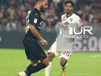 Valentino Lazaro of Torino Fc during the Serie A TIM match between US Salernitana and Torino FC in Salerno, Italy, on September 18, 2023. (