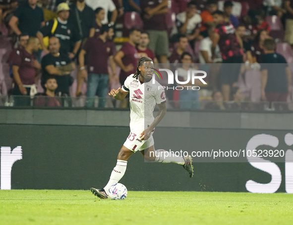 Brandon Soppy of Torino Fc during the Serie A TIM match between US Salernitana and Torino FC in Salerno, Italy, on September 18, 2023. 