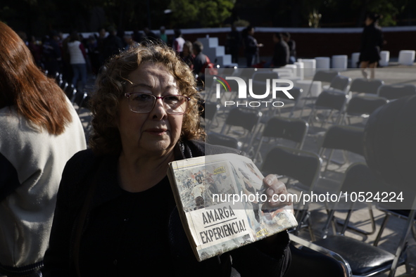 September 19, 2023, Mexico City, Mexico: Colonists of the Nuevo Leon building (collapsed in the 1985 earthquake) and the Nonoalco Tlatelolco...