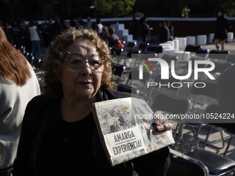 September 19, 2023, Mexico City, Mexico: Colonists of the Nuevo Leon building (collapsed in the 1985 earthquake) and the Nonoalco Tlatelolco...