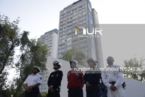 September 19, 2023, Mexico City, Mexico: Colonists of the Nuevo Leon building (collapsed in the 1985 earthquake) and the Nonoalco Tlatelolco...