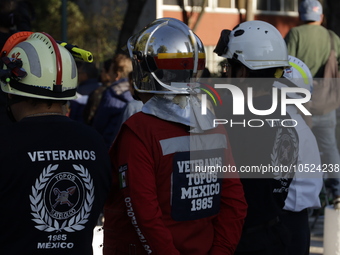 September 19, 2023, Mexico City, Mexico: Colonists of the Nuevo Leon building (collapsed in the 1985 earthquake) and the Nonoalco Tlatelolco...