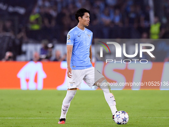 Daichi Kamada of SS Lazio during the UEFA Champions League Group E match between SS Lazio v Atletico de Madrid at Stadio Olimpico Roma on Se...