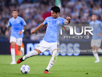 Daichi Kamada of SS Lazio during the UEFA Champions League Group E match between SS Lazio v Atletico de Madrid at Stadio Olimpico Roma on Se...