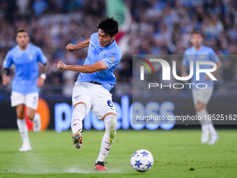 Daichi Kamada of SS Lazio during the UEFA Champions League Group E match between SS Lazio v Atletico de Madrid at Stadio Olimpico Roma on Se...