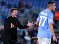 Diego Simeone head coach of Atletico de Madrid yells during the UEFA Champions League Group E match between SS Lazio v Atletico de Madrid at...