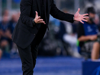 Diego Simeone head coach of Atletico de Madrid yells during the UEFA Champions League Group E match between SS Lazio v Atletico de Madrid at...