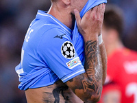 Ciro Immobile of SS Lazio looks dejected during the UEFA Champions League Group E match between SS Lazio v Atletico de Madrid at Stadio Olim...