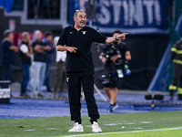 Maurizio Sarri of SS Lazio gestures during the UEFA Champions League Group E match between SS Lazio v Atletico de Madrid at Stadio Olimpico...