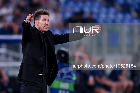 Diego Simeone head coach of Atletico de Madrid gestures during the UEFA Champions League Group E match between SS Lazio v Atletico de Madrid...