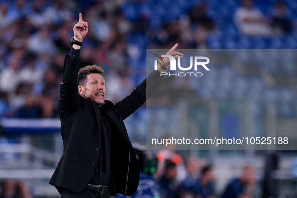 Diego Simeone head coach of Atletico de Madrid gestures during the UEFA Champions League Group E match between SS Lazio v Atletico de Madrid...