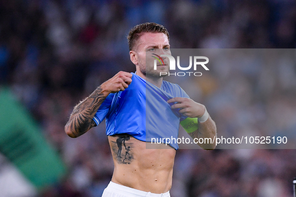 Ciro Immobile of SS Lazio looks dejected during the UEFA Champions League Group E match between SS Lazio v Atletico de Madrid at Stadio Olim...