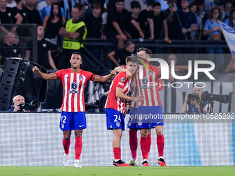 Pablo Barrios of Atletico de Madrid celebrates after scoring first goal during the UEFA Champions League Group E match between SS Lazio v At...