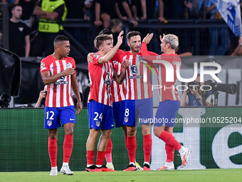 Pablo Barrios of Atletico de Madrid celebrates after scoring first goal during the UEFA Champions League Group E match between SS Lazio v At...