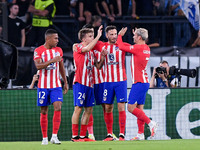 Pablo Barrios of Atletico de Madrid celebrates after scoring first goal during the UEFA Champions League Group E match between SS Lazio v At...