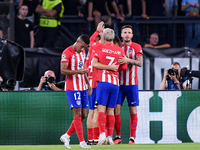 Pablo Barrios of Atletico de Madrid celebrates after scoring first goal during the UEFA Champions League Group E match between SS Lazio v At...