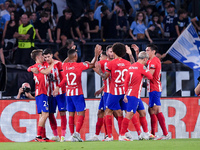 Pablo Barrios of Atletico de Madrid celebrates after scoring first goal during the UEFA Champions League Group E match between SS Lazio v At...