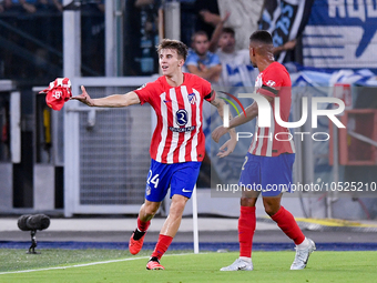 Pablo Barrios of Atletico de Madrid celebrates after scoring first goal during the UEFA Champions League Group E match between SS Lazio v At...