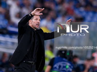 Diego Simeone head coach of Atletico de Madrid gestures during the UEFA Champions League Group E match between SS Lazio v Atletico de Madrid...