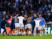 Ivan Provedel goalkeeper of SS Lazio celebrates scoring his side first goal during the UEFA Champions League Group E match between SS Lazio...