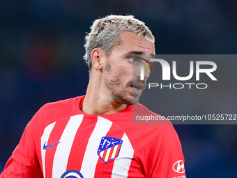 Antoine Griezmann of Atletico de Madrid looks on during the UEFA Champions League Group E match between SS Lazio v Atletico de Madrid at Sta...