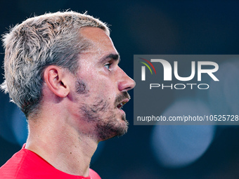 Antoine Griezmann of Atletico de Madrid looks on during the UEFA Champions League Group E match between SS Lazio v Atletico de Madrid at Sta...