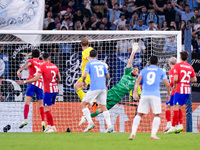 Ivan Provedel goalkeeper of SS Lazio scores his side first goal during the UEFA Champions League Group E match between SS Lazio v Atletico d...