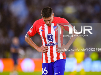 Nahuel Molina of Atletico de Madrid looks dejected after Ivan Provedel of SS Lazio scored first goal during the UEFA Champions League Group...